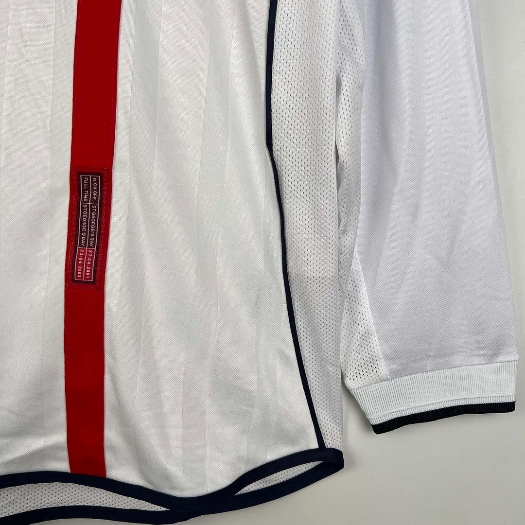 2002 Retro England Home Jersey Long Sleeve