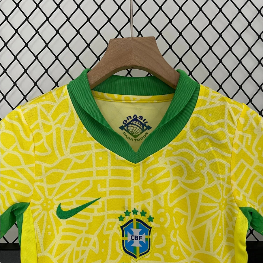 Brazil 2024 Home Jersey Kids Size