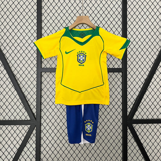 2004 Retro Brazil Home Jersey Kids Size