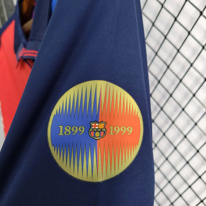 1999-2000 Retro Barcelona 100th Anniversary Home Jersey Long Sleeve