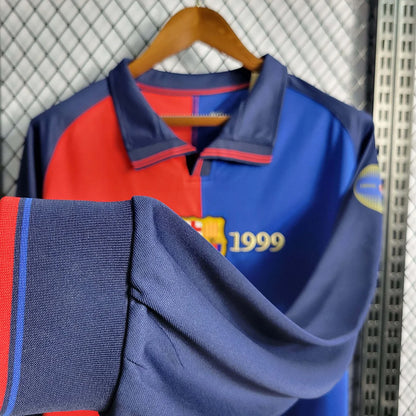 1999-2000 Retro Barcelona 100th Anniversary Home Jersey Long Sleeve