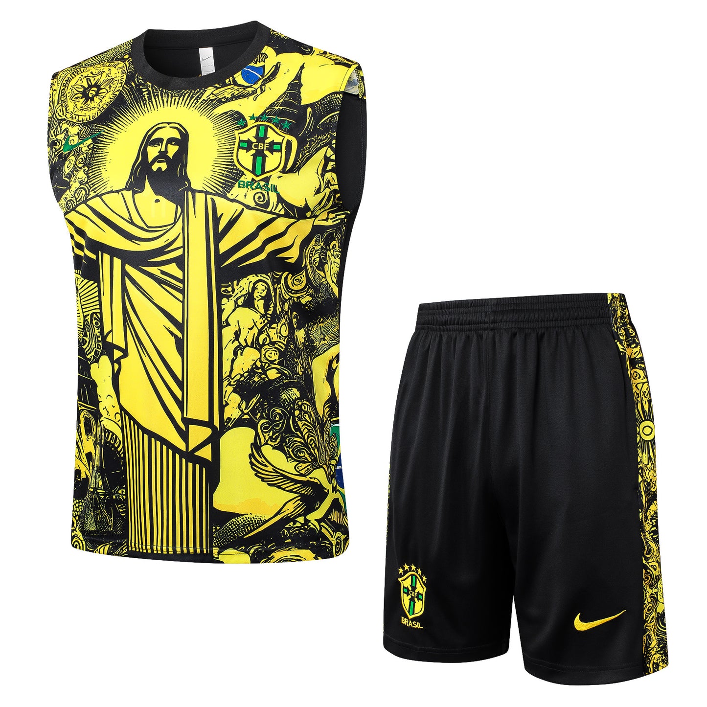 Brazil "Jesus" Yellow Tank Top Set