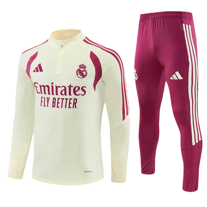 2026/2027 Real Madrid Beige and Pink Tracksuit