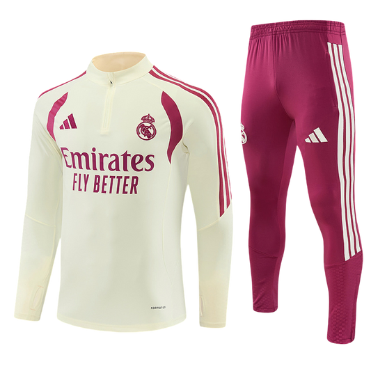 2026/2027 Real Madrid Beige and Pink Tracksuit