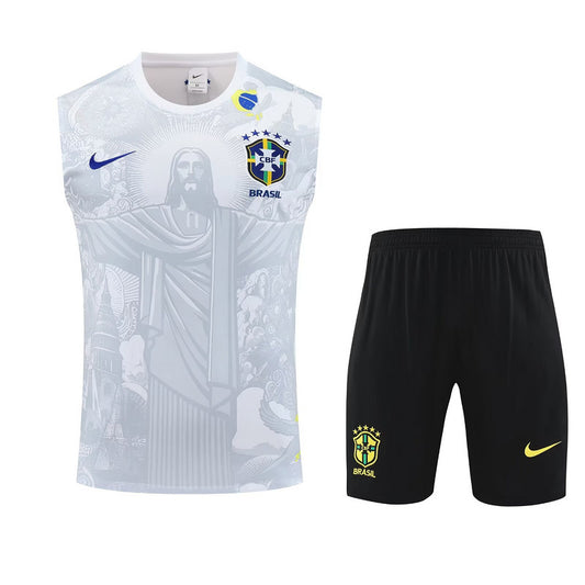 Brazil "Jesus" White Tank Top Set