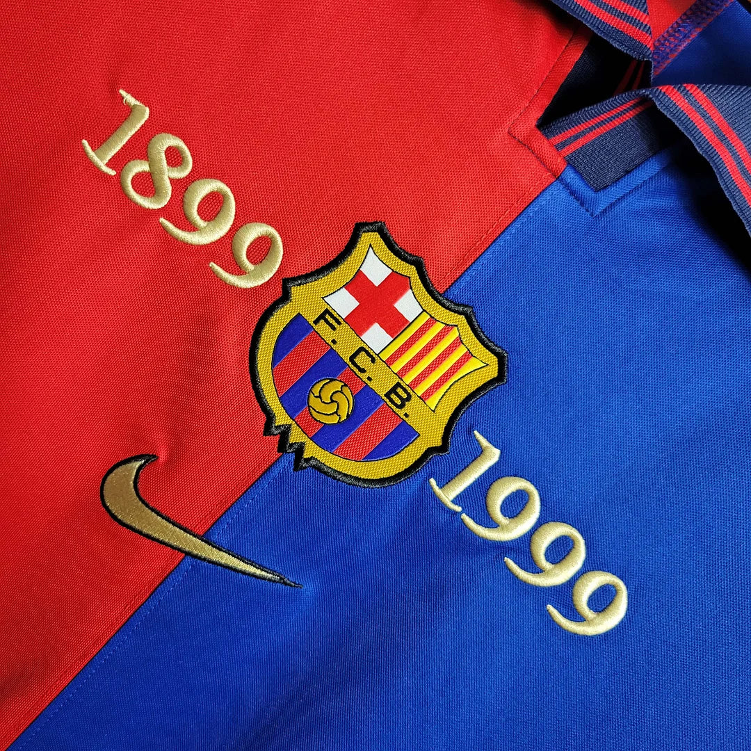 1999-2000 Retro Barcelona 100th Anniversary Home Jersey Long Sleeve